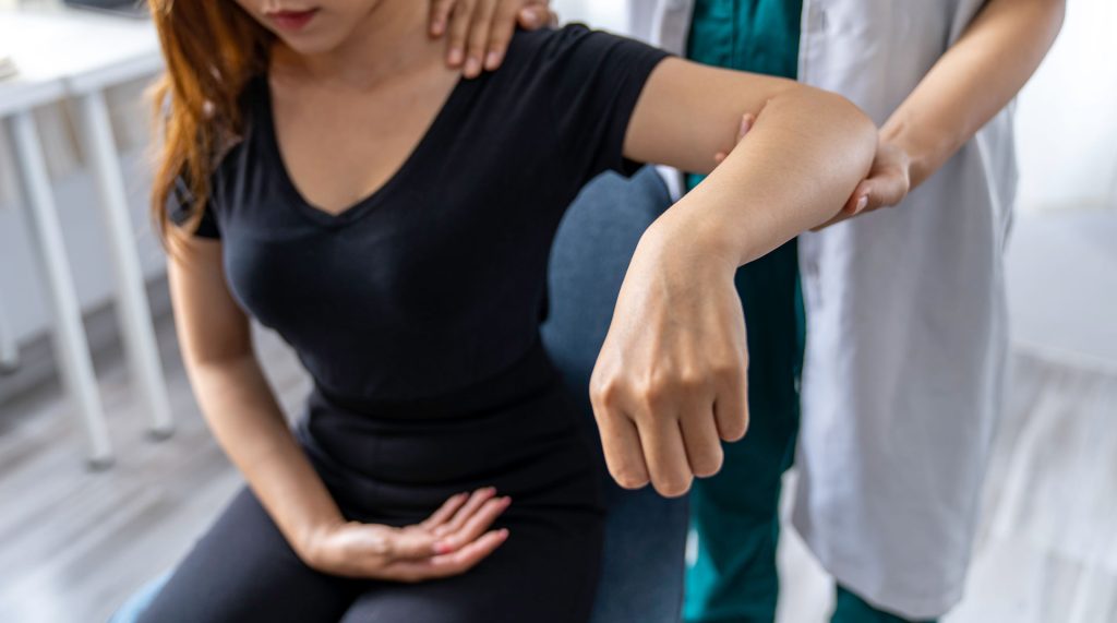 Woman having physical therapy.