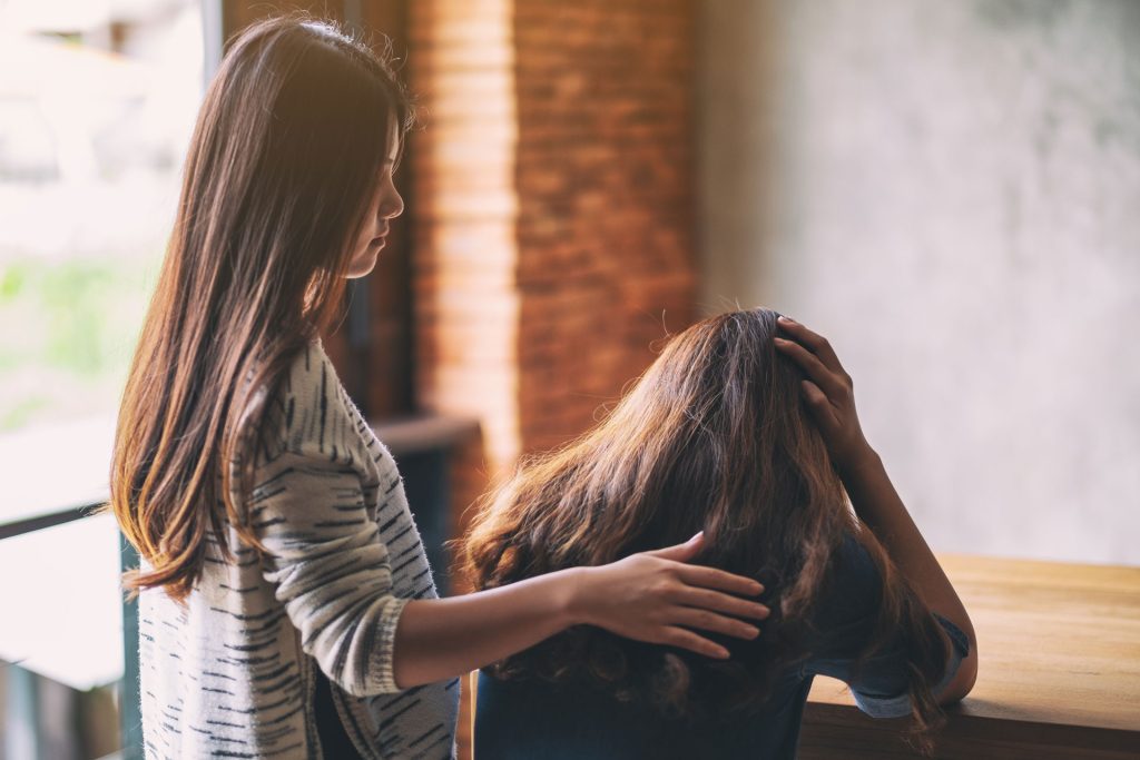 Woman supporting her friend who has generalized anxiety disorder.