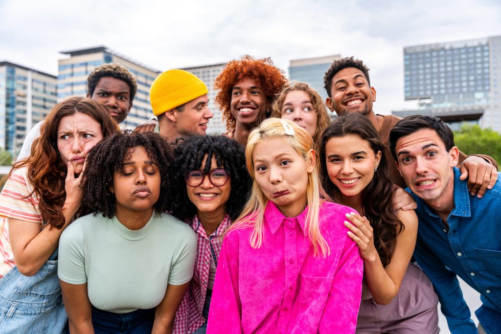 Multiethnic group of friends.