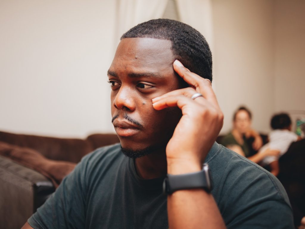 African American man thinking.