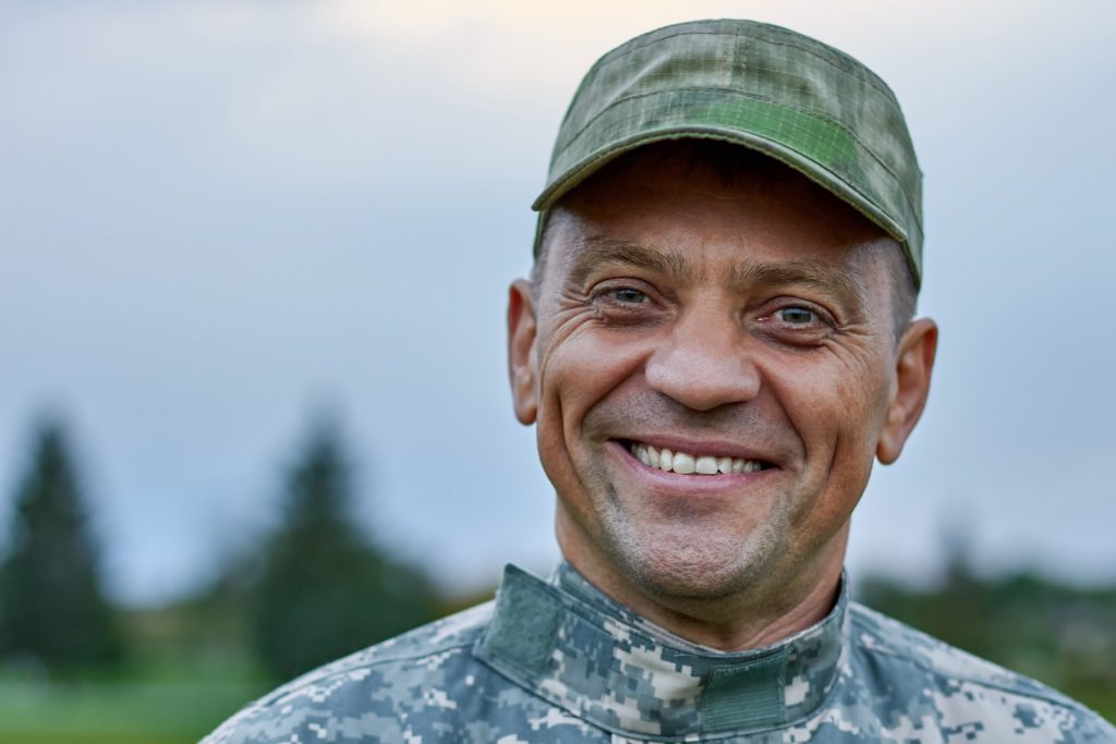 Smiling veteran.