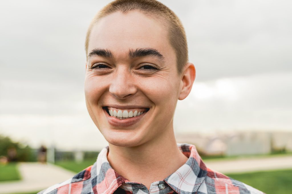 Smiling woman.