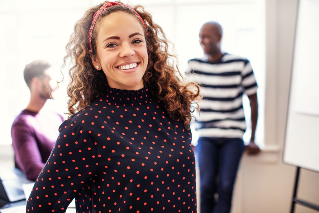 Smiling woman.