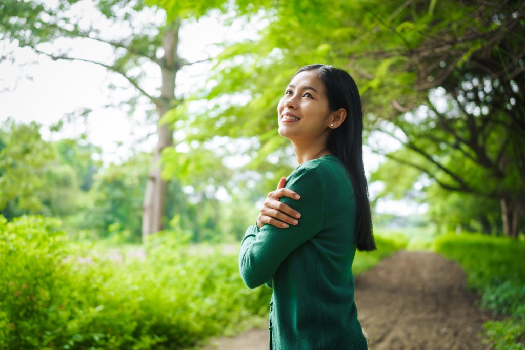 Asian woman outdoor.